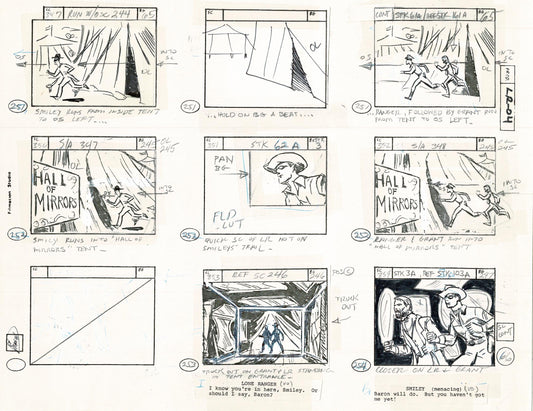 Lone Ranger Western Storyboard Animation Animation Page from Filmation 1980 D-040