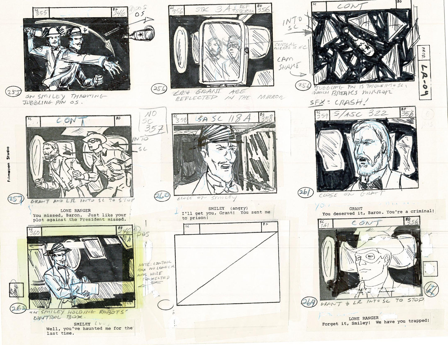 Lone Ranger Western Storyboard Animation Animation Page from Filmation 1980 D-041