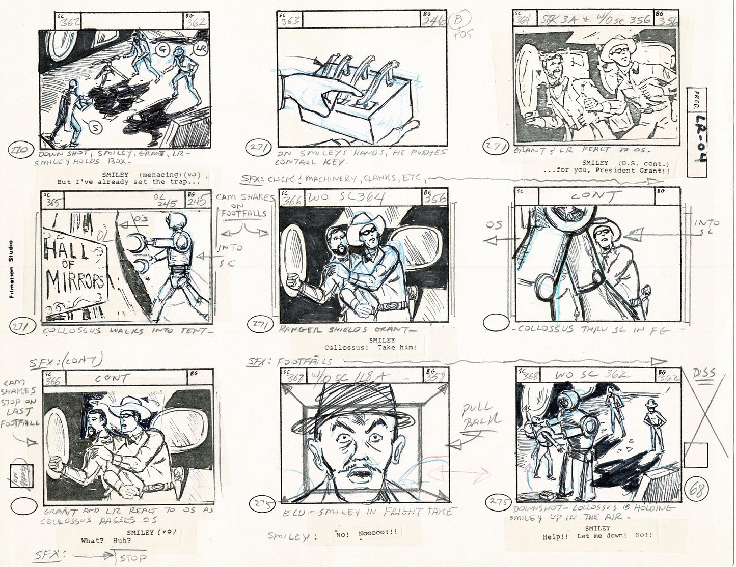 Lone Ranger Western Storyboard Animation Animation Page from Filmation 1980 D-042