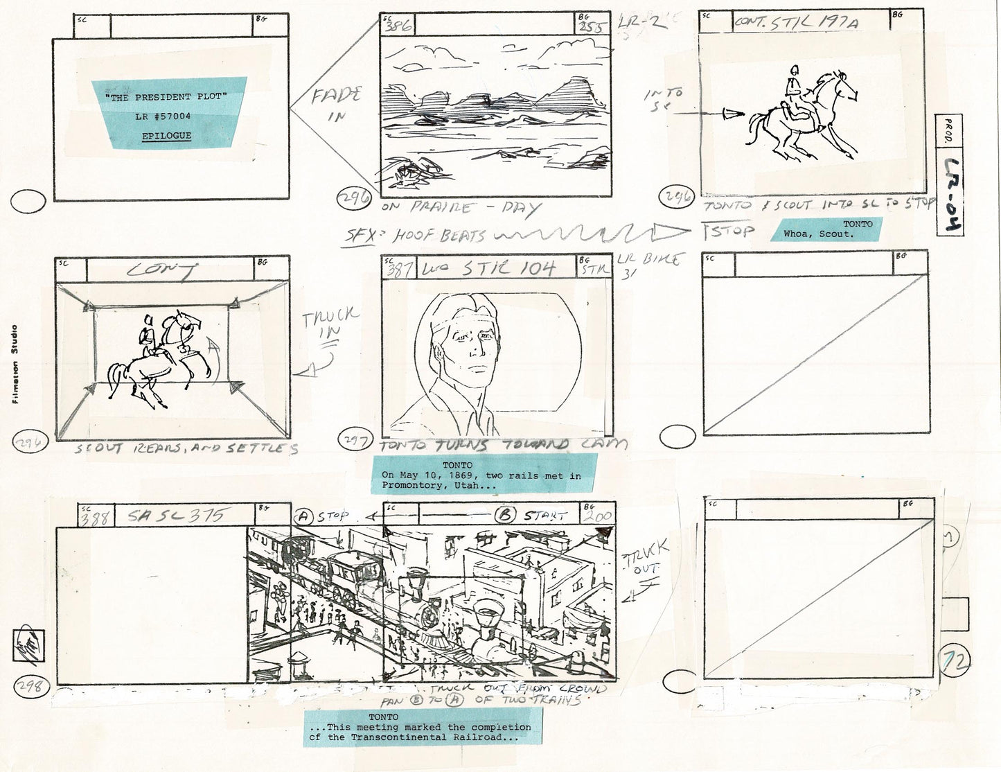 Lone Ranger Western Storyboard Animation Animation Page from Filmation 1980 D-046