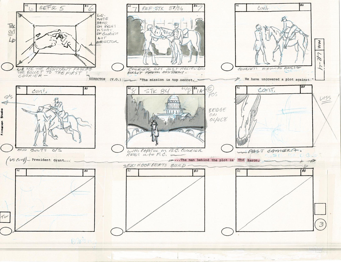 Lone Ranger Western Storyboard Animation Animation Page from Filmation 1980 C-003