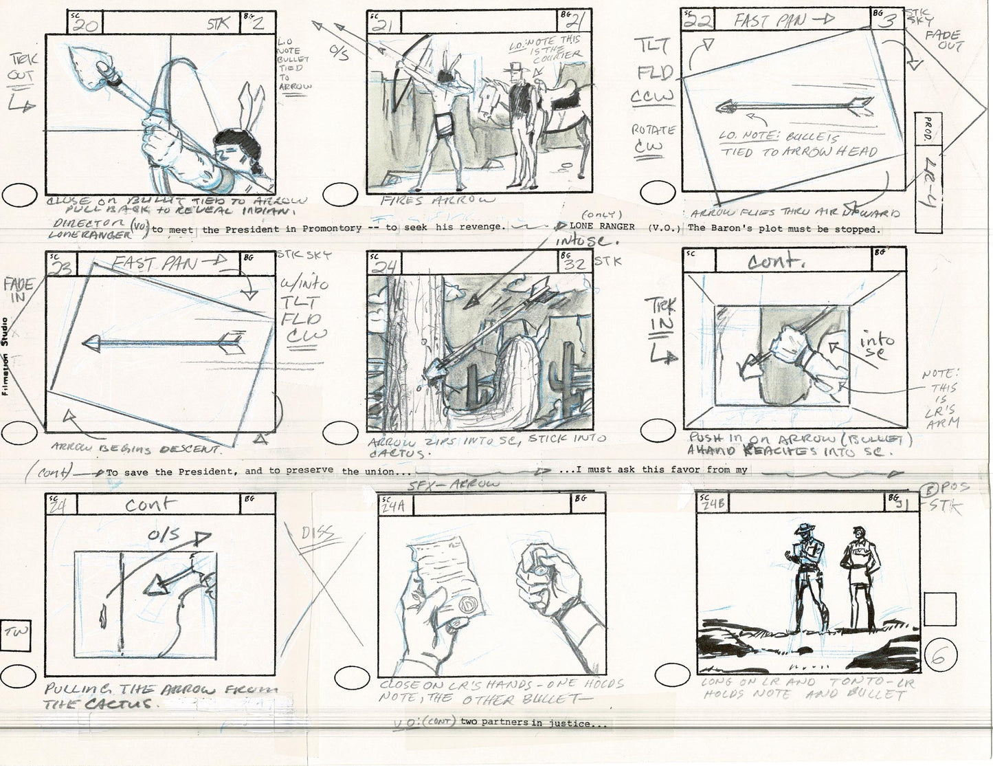 Lone Ranger Western Storyboard Animation Animation Page from Filmation 1980 C-006