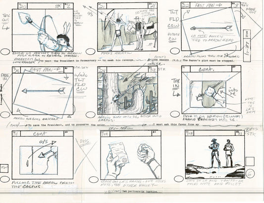 Lone Ranger Western Storyboard Animation Animation Page from Filmation 1980 C-006