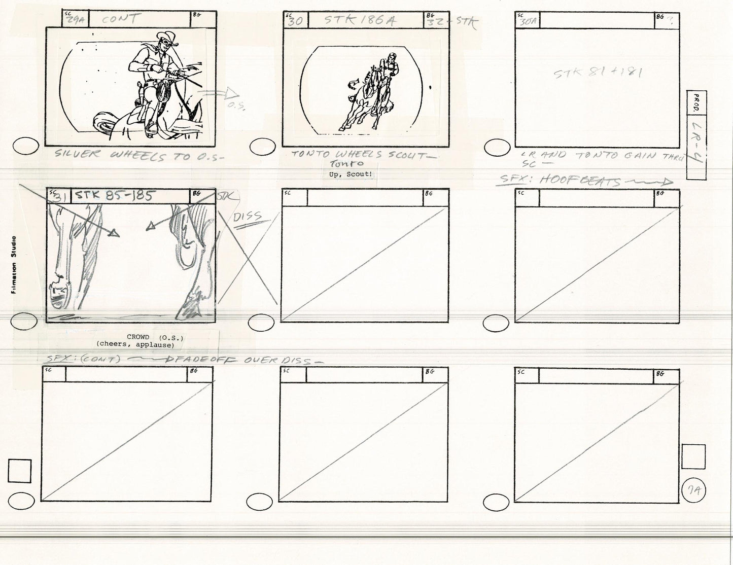 Lone Ranger Western Storyboard Animation Animation Page from Filmation 1980 C-008