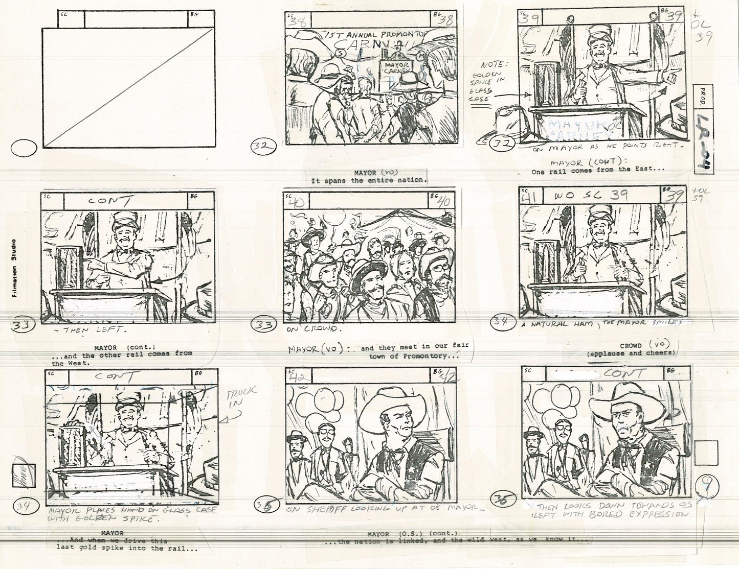 Lone Ranger Western Storyboard Animation Animation Page from Filmation 1980 C-010