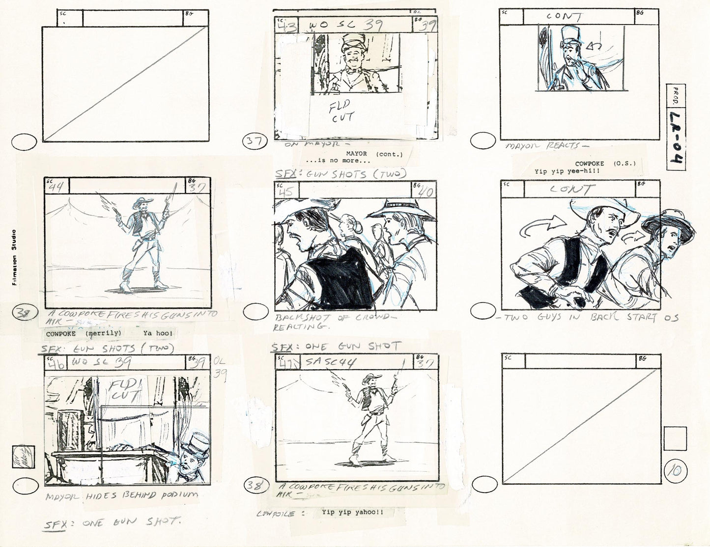 Lone Ranger Western Storyboard Animation Animation Page from Filmation 1980 C-011