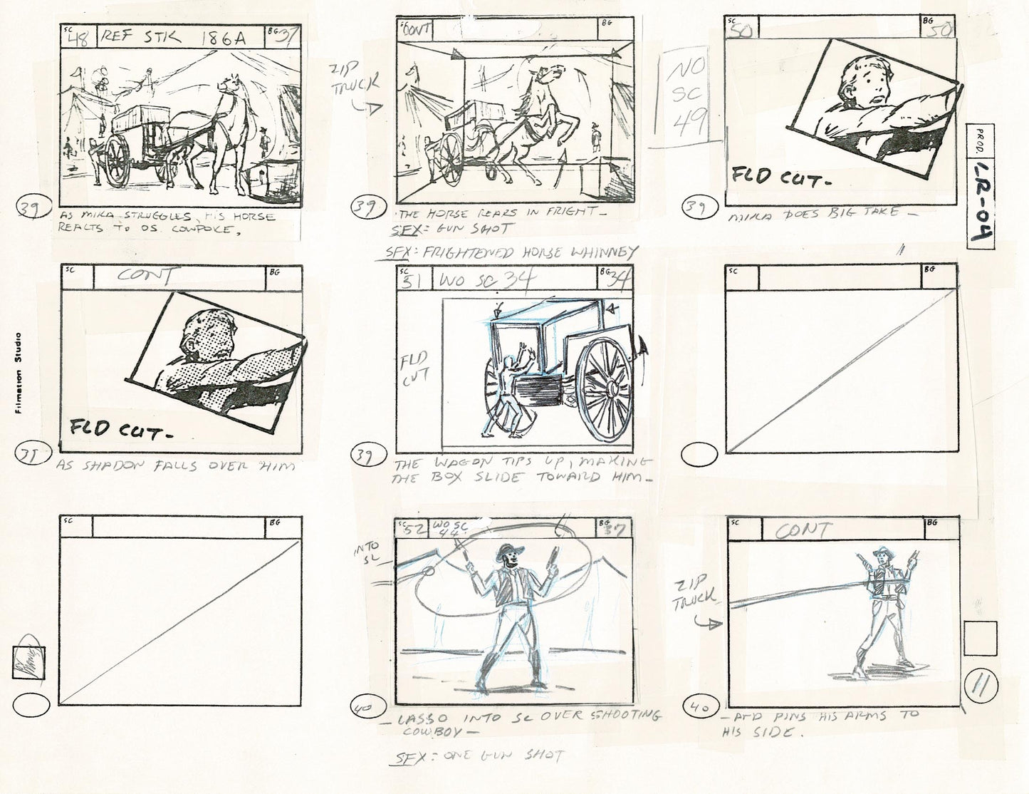 Lone Ranger Western Storyboard Animation Animation Page from Filmation 1980 C-012