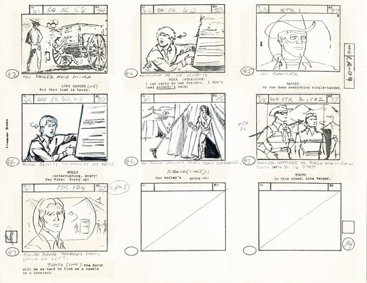 Lone Ranger Western Storyboard Animation Animation Page from Filmation 1980 C-015