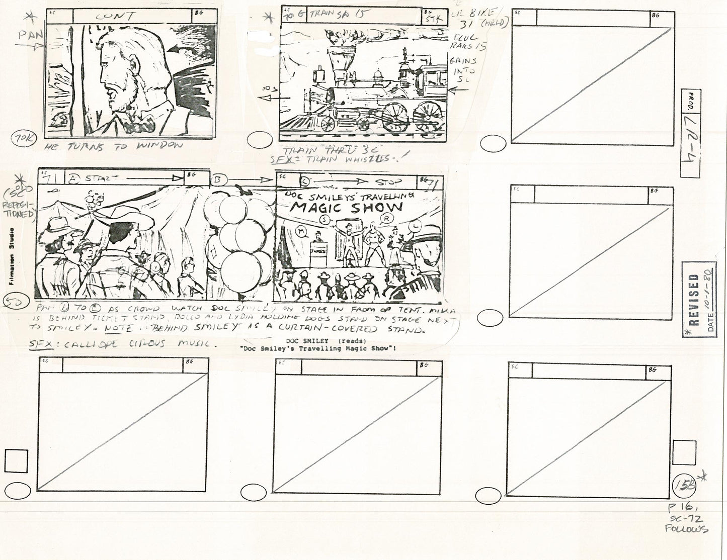 Lone Ranger Western Storyboard Animation Animation Page from Filmation 1980 C-018