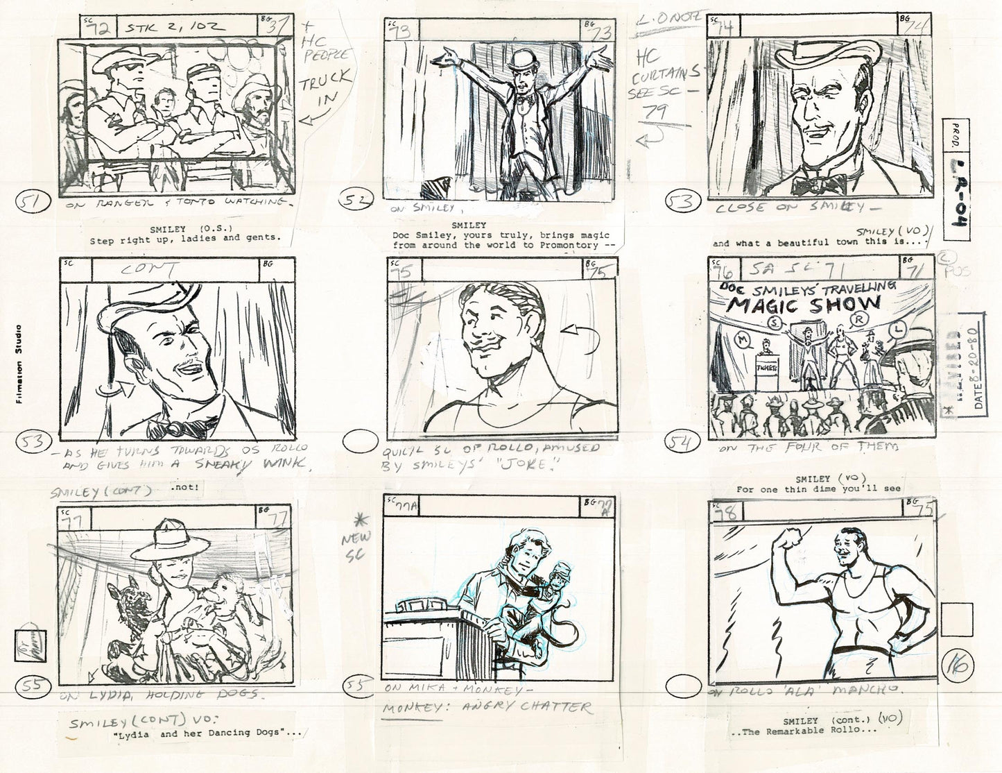 Lone Ranger Western Storyboard Animation Animation Page from Filmation 1980 C-019