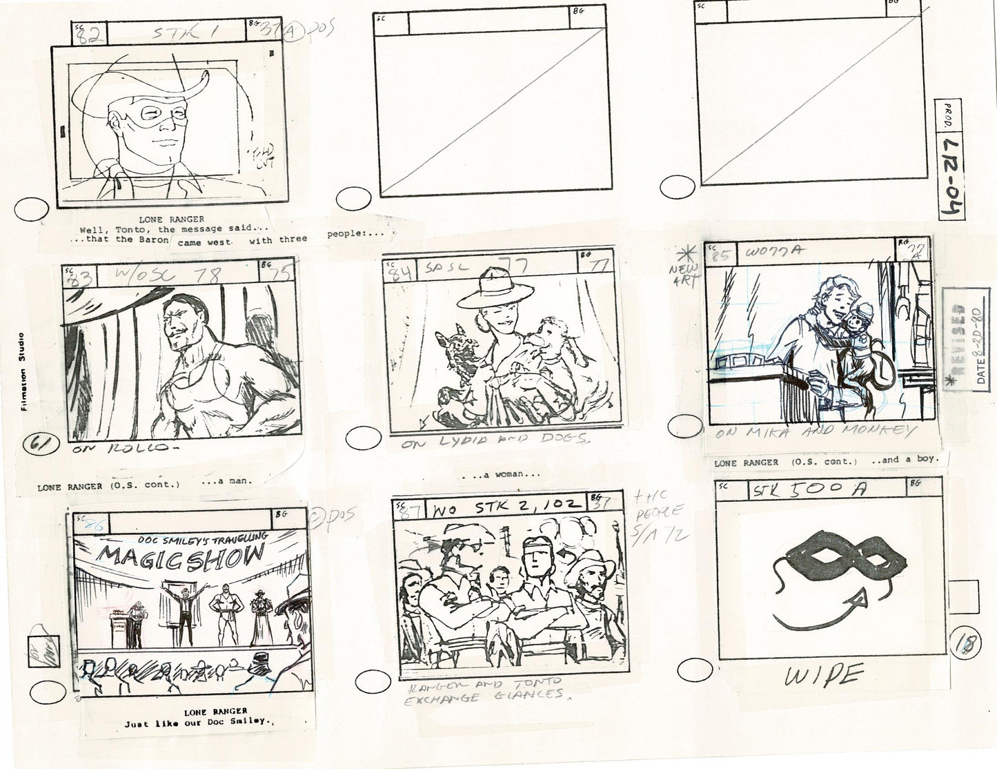 Lone Ranger Western Storyboard Animation Animation Page from Filmation 1980 C-023