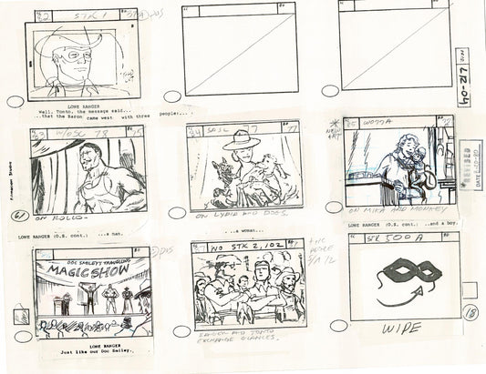 Lone Ranger Western Storyboard Animation Animation Page from Filmation 1980 C-023