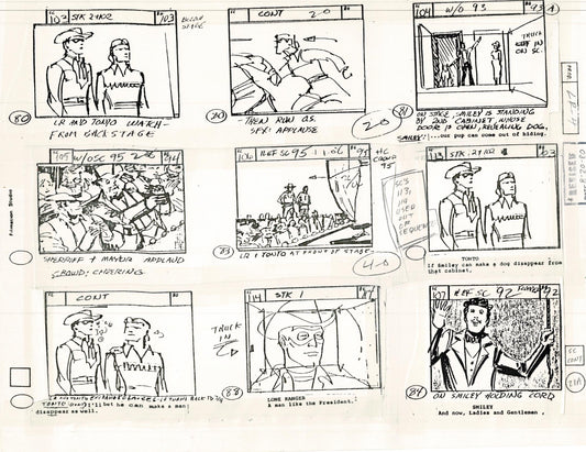 Lone Ranger Western Storyboard Animation Animation Page from Filmation 1980 C-028