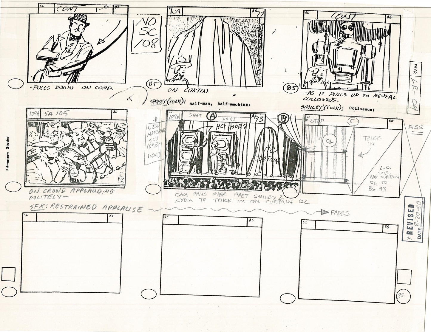 Lone Ranger Western Storyboard Animation Animation Page from Filmation 1980 C-030