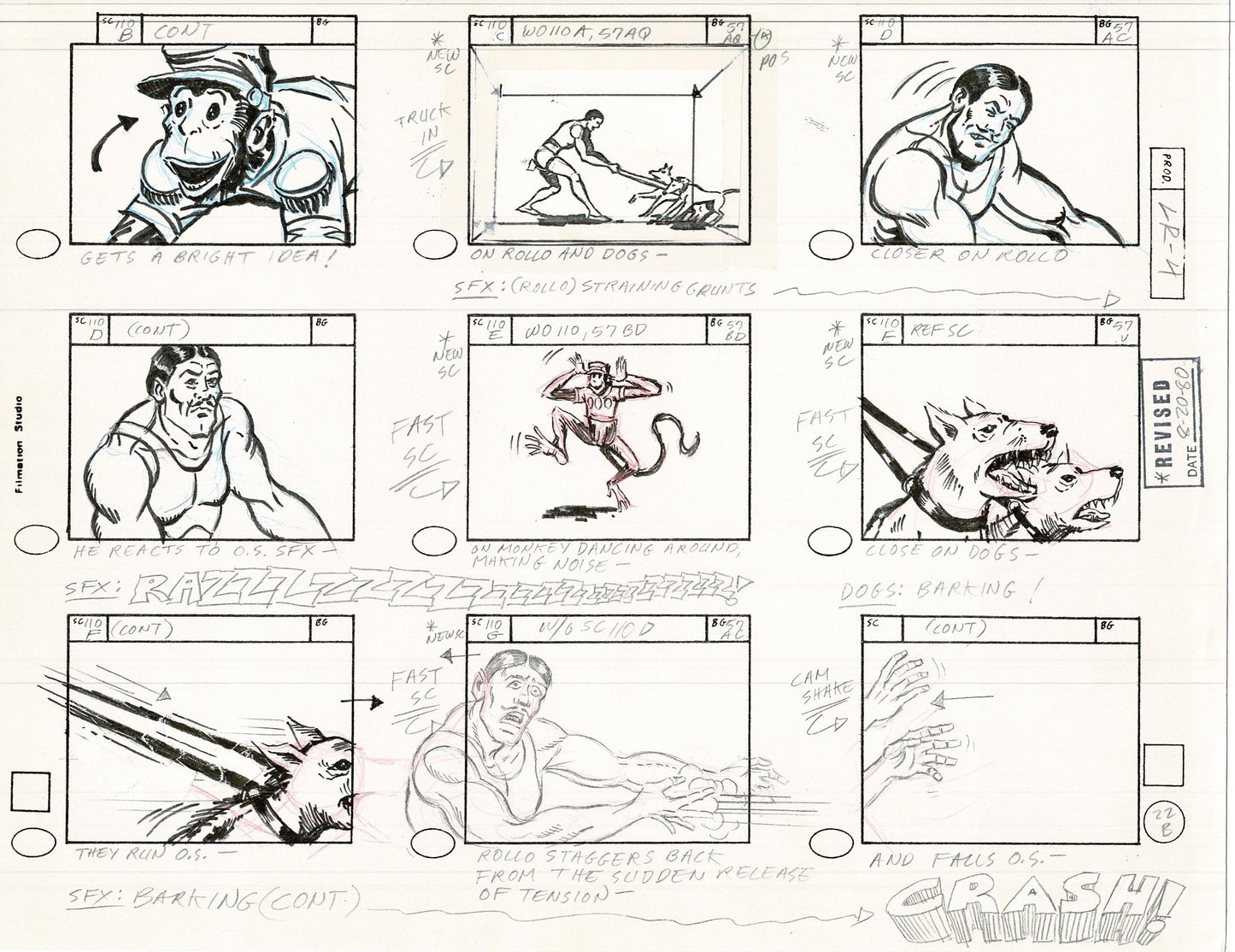 Lone Ranger Western Storyboard Animation Animation Page from Filmation 1980 C-032