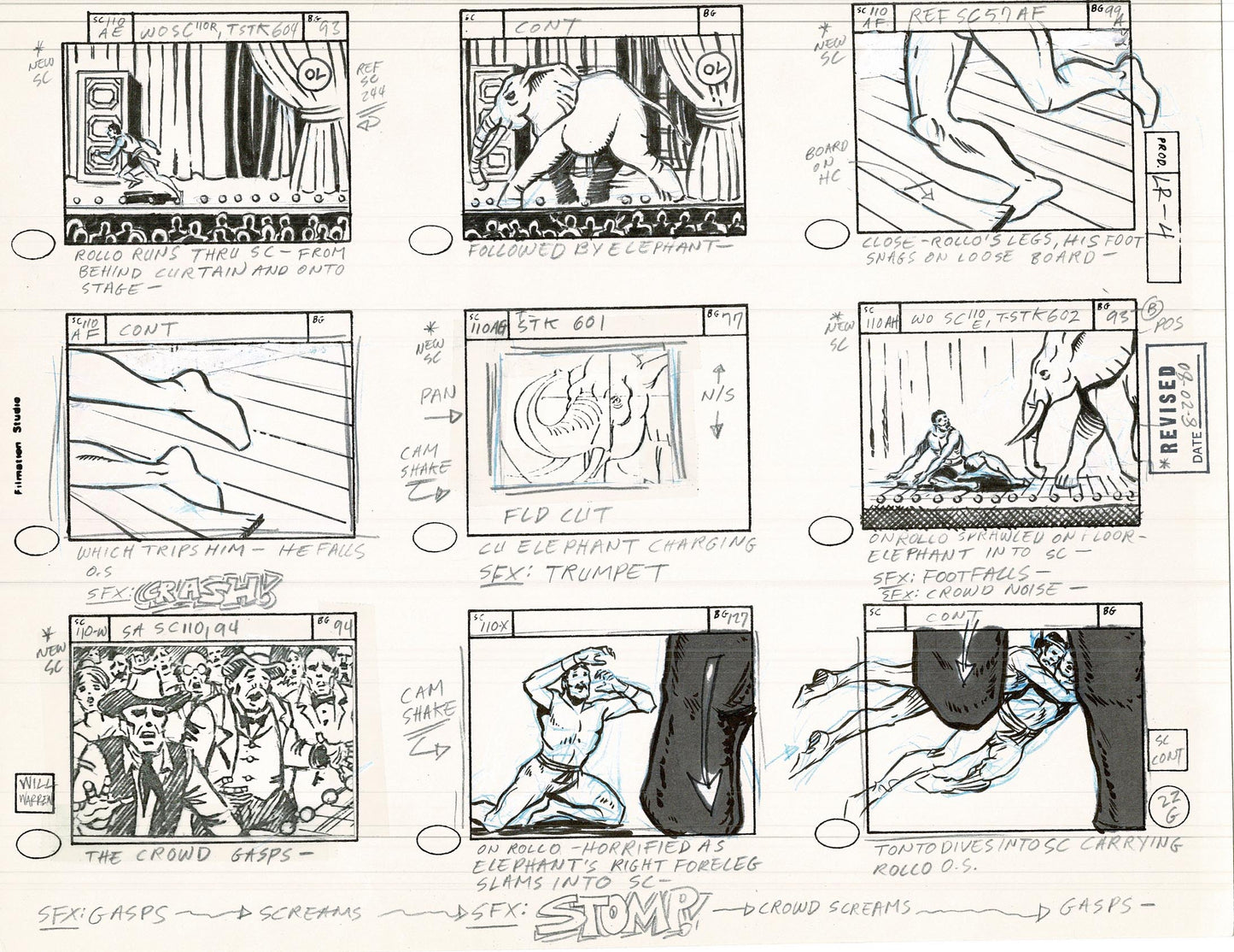 Lone Ranger Western Storyboard Animation Animation Page from Filmation 1980 C-037