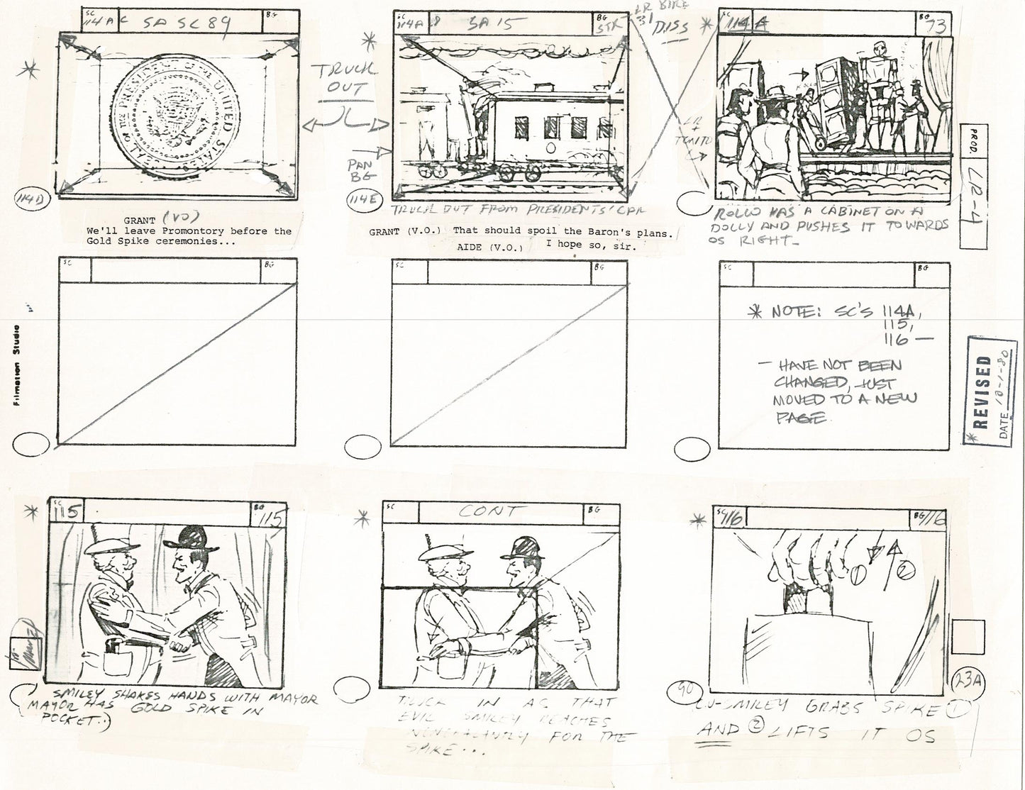 Lone Ranger Western Storyboard Animation Animation Page from Filmation 1980 C-041