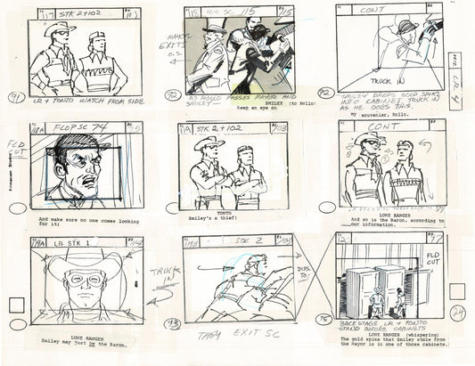 Lone Ranger Western Storyboard Animation Animation Page from Filmation 1980 C-042