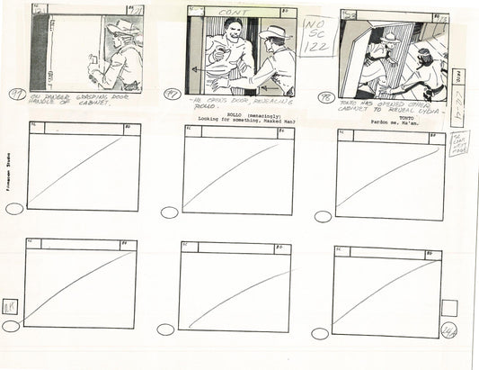 Lone Ranger Western Storyboard Animation Animation Page from Filmation 1980 C-043