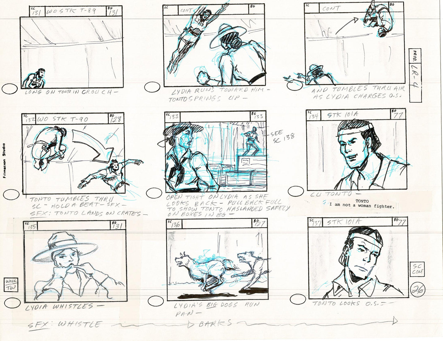 Lone Ranger Western Storyboard Animation Animation Page from Filmation ...