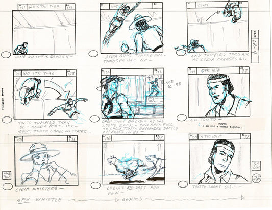 Lone Ranger Western Storyboard Animation Animation Page from Filmation 1980 C-045