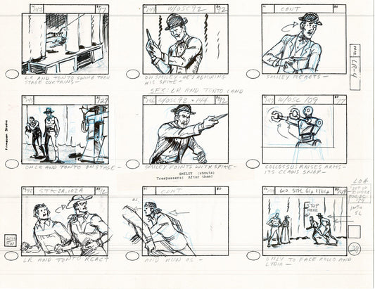 Lone Ranger Western Storyboard Animation Animation Page from Filmation 1980 C-047