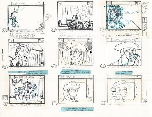 Lone Ranger Western Storyboard Animation Animation Page from Filmation 1980 C-051