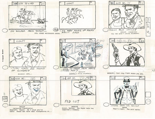 Lone Ranger Western Storyboard Animation Animation Page from Filmation 1980 C-053