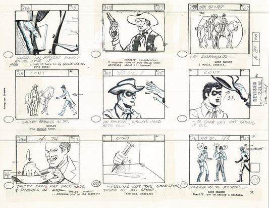 Lone Ranger Western Storyboard Animation Animation Page from Filmation 1980 C-054