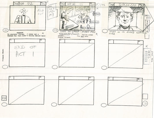 Lone Ranger Western Storyboard Animation Animation Page from Filmation 1980 C-055