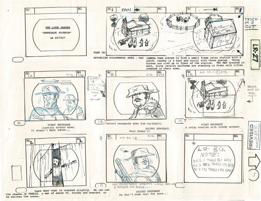 The Lone Ranger 1981 Production Animation Storyboard Page from Filmation B-001