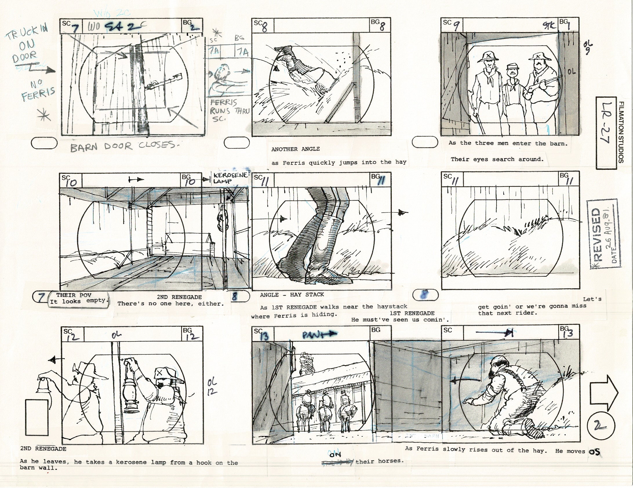 The Lone Ranger 1981 Production Animation Storyboard Page from Filmati ...
