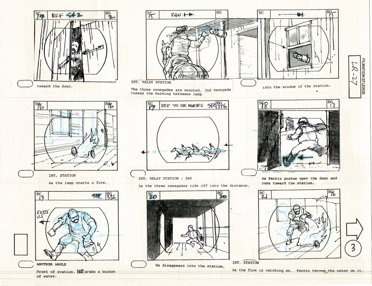 The Lone Ranger 1981 Production Animation Storyboard Page from Filmation B-004