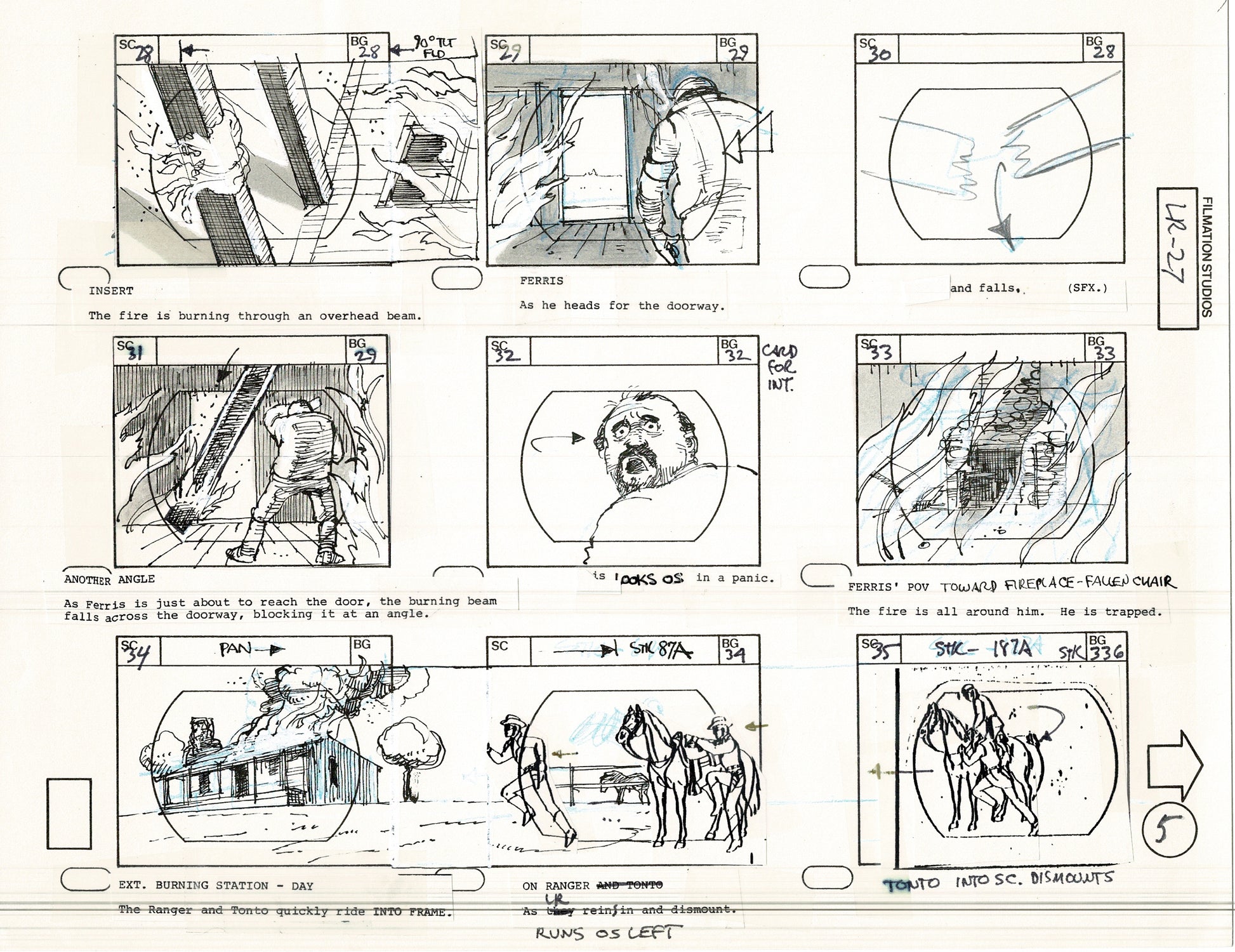 The Lone Ranger 1981 Production Animation Storyboard Page from Filmati ...
