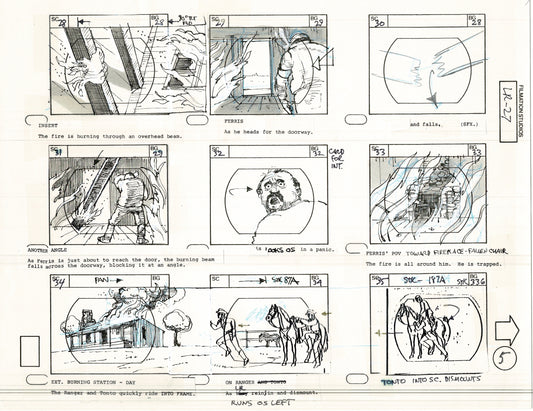 The Lone Ranger 1981 Production Animation Storyboard Page from Filmation B-006