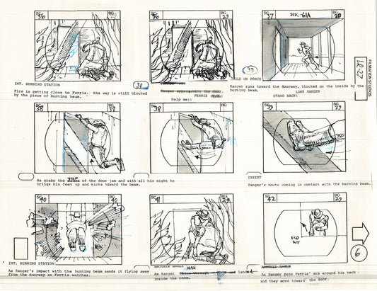 The Lone Ranger 1981 Production Animation Storyboard Page from Filmation B-007