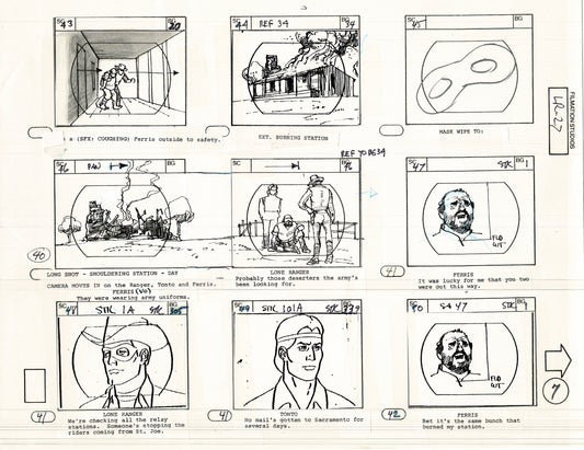 The Lone Ranger 1981 Production Animation Storyboard Page from Filmation B-008