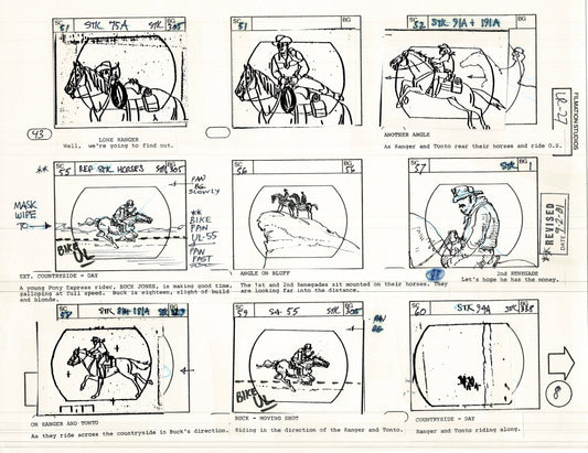 The Lone Ranger 1981 Production Animation Storyboard Page from Filmation B-009