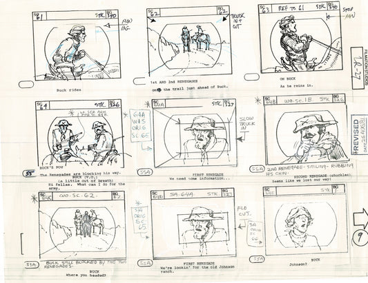 The Lone Ranger 1981 Production Animation Storyboard Page from Filmation B-010