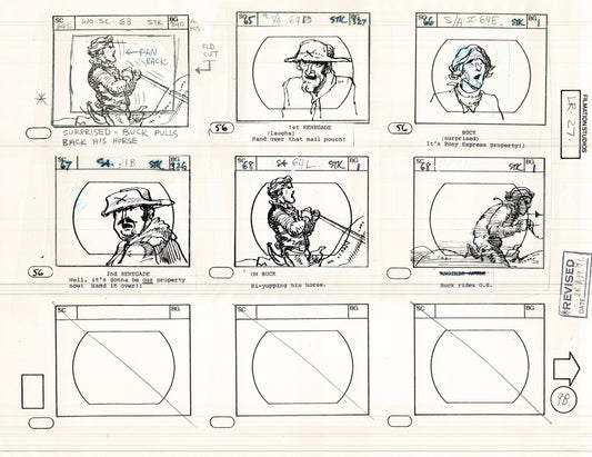 The Lone Ranger 1981 Production Animation Storyboard Page from Filmation B-012