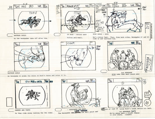 The Lone Ranger 1981 Production Animation Storyboard Page from Filmation B-013