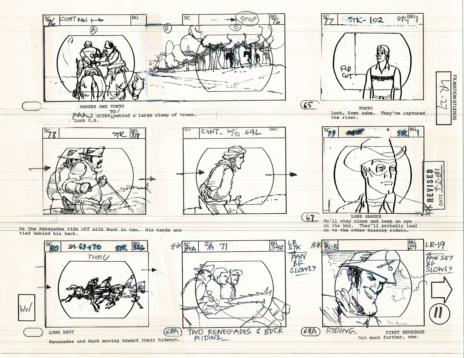 The Lone Ranger 1981 Production Animation Storyboard Page from Filmati ...