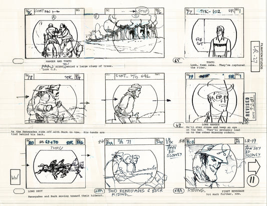 The Lone Ranger 1981 Production Animation Storyboard Page from Filmation B-014