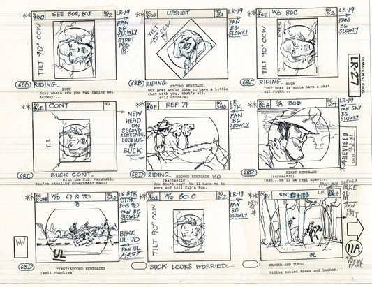 The Lone Ranger 1981 Production Animation Storyboard Page from Filmation B-015