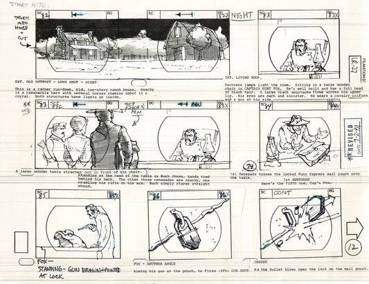 The Lone Ranger 1981 Production Animation Storyboard Page from Filmation B-016