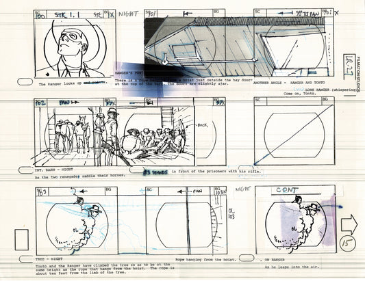 The Lone Ranger 1981 Production Animation Storyboard Page from Filmation B-020