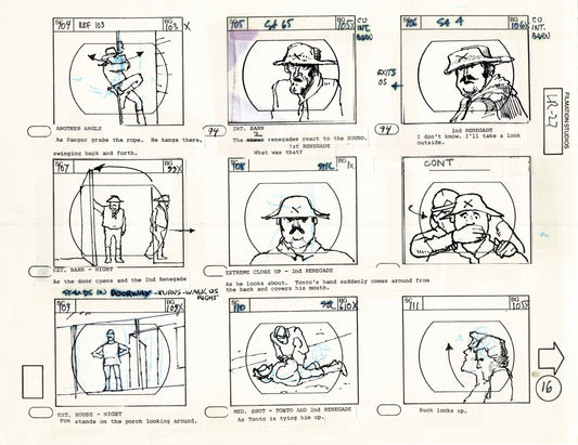 The Lone Ranger 1981 Production Animation Storyboard Page from Filmation B-021