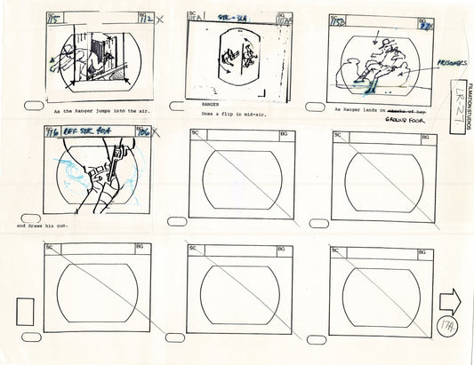 The Lone Ranger 1981 Production Animation Storyboard Page from Filmation B-023