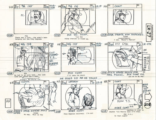 The Lone Ranger 1981 Production Animation Storyboard Page from Filmation B-028