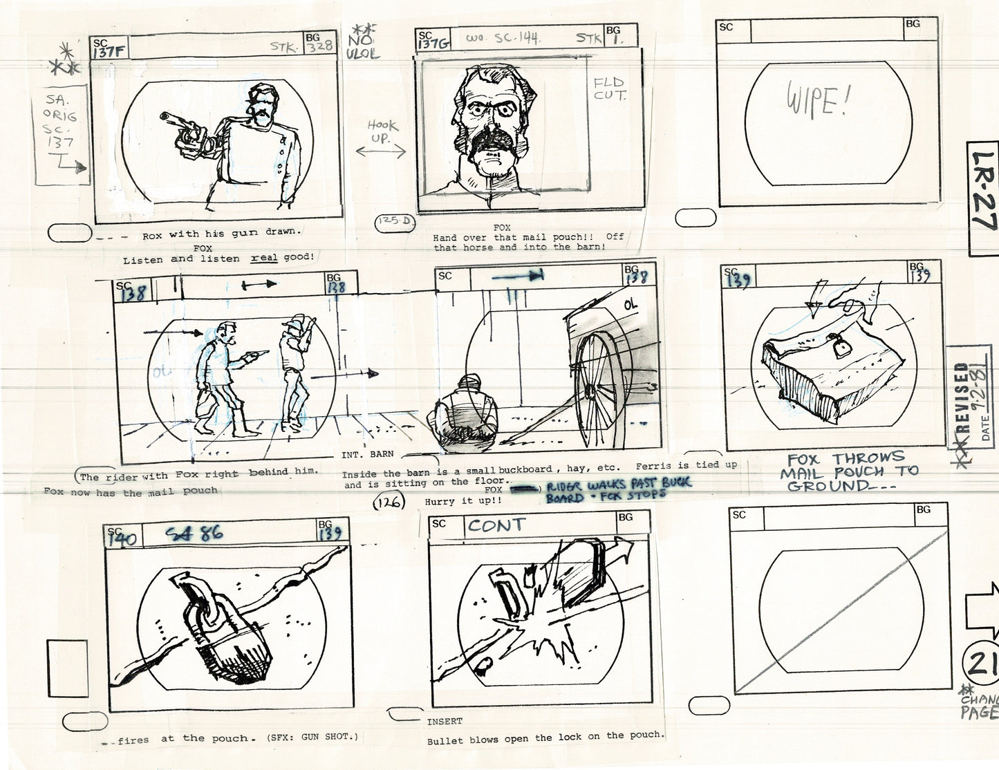 The Lone Ranger 1981 Production Animation Storyboard Page from Filmation B-029